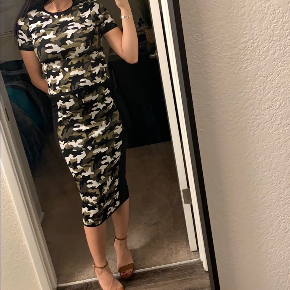 Army skirt and top